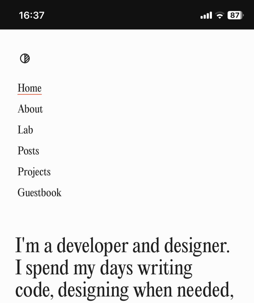 Light mode page with dark status bar